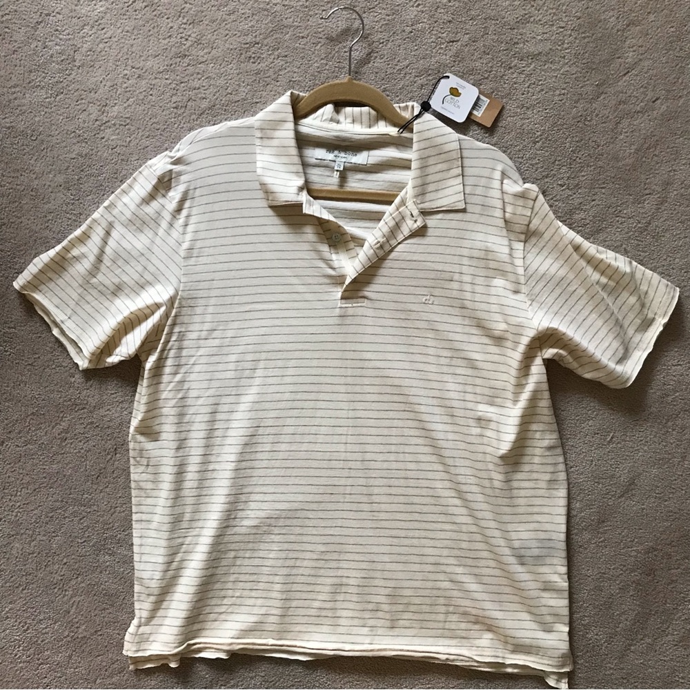 RAG & BONE Off White Stripe Jersey Polo - BRAND NEW!
